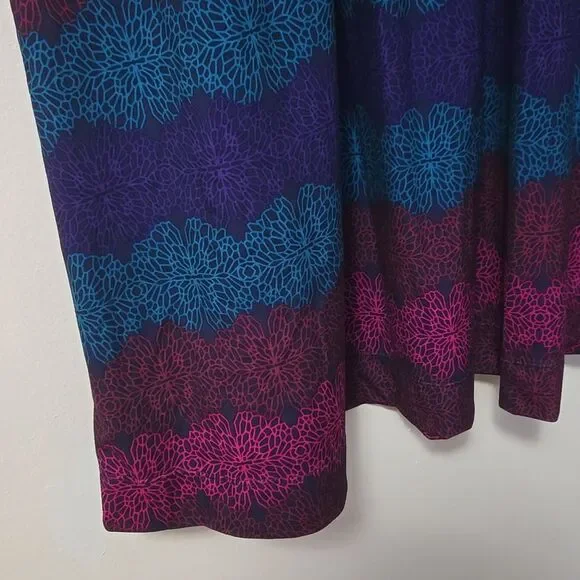 Merrell Dress Womens Size XL Striped Floral TIE Back Long Sleeve Midi Stretchy - Picture 2 of 8